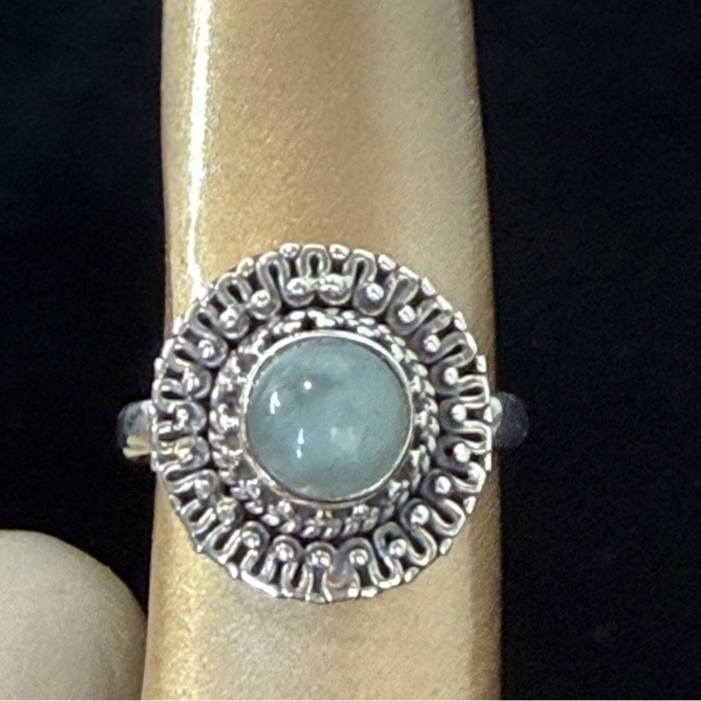925 Silver and Aquamarine Ring